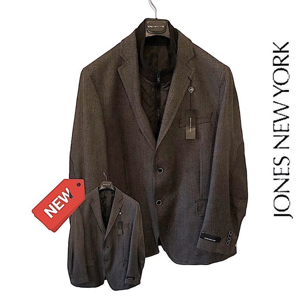 Jones New York Wool Herringbone Blazer with‎ Zip-in Quilted Bib, NWT Size… - Picture 1 of 14